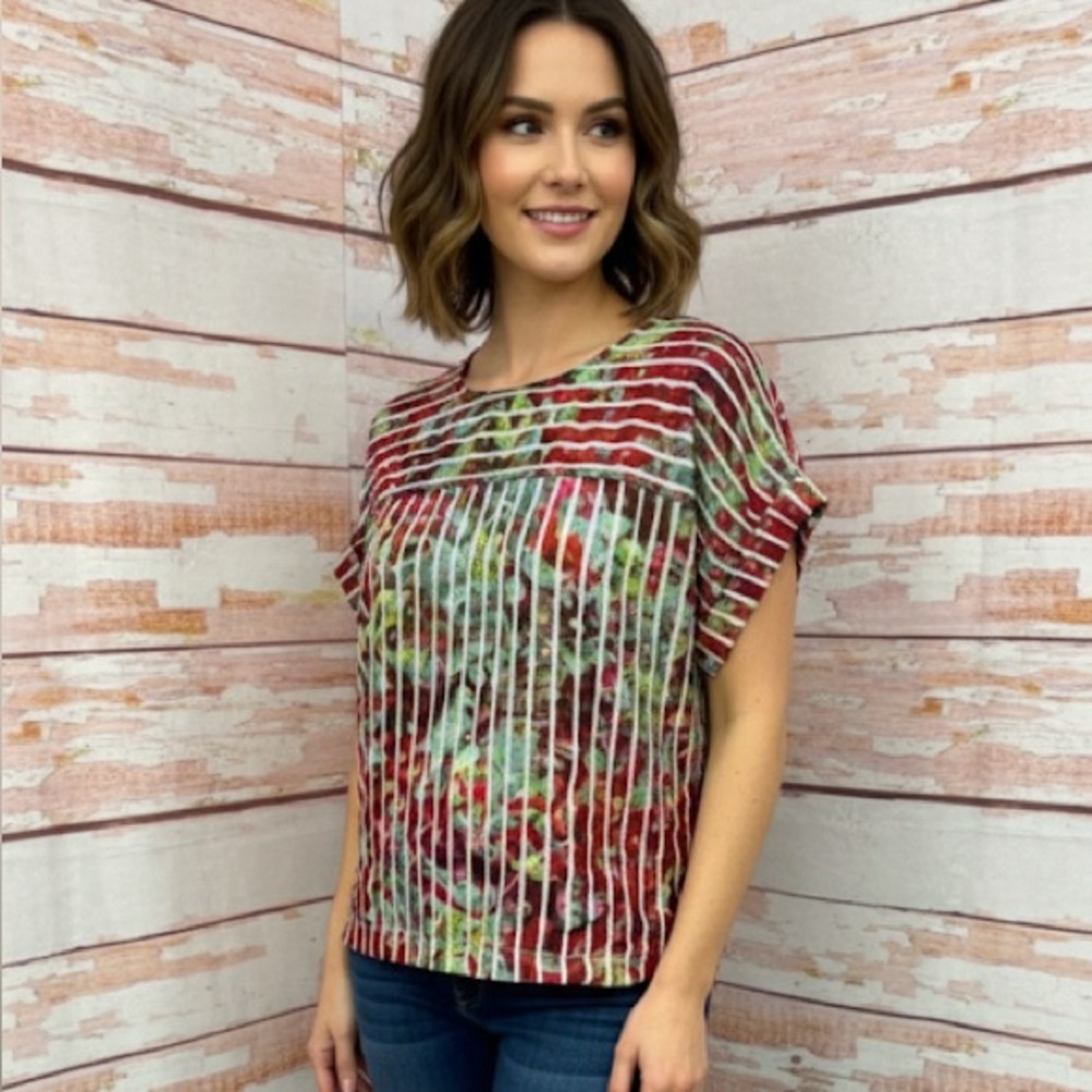 SOFT Surroundings Striped Floral Top
